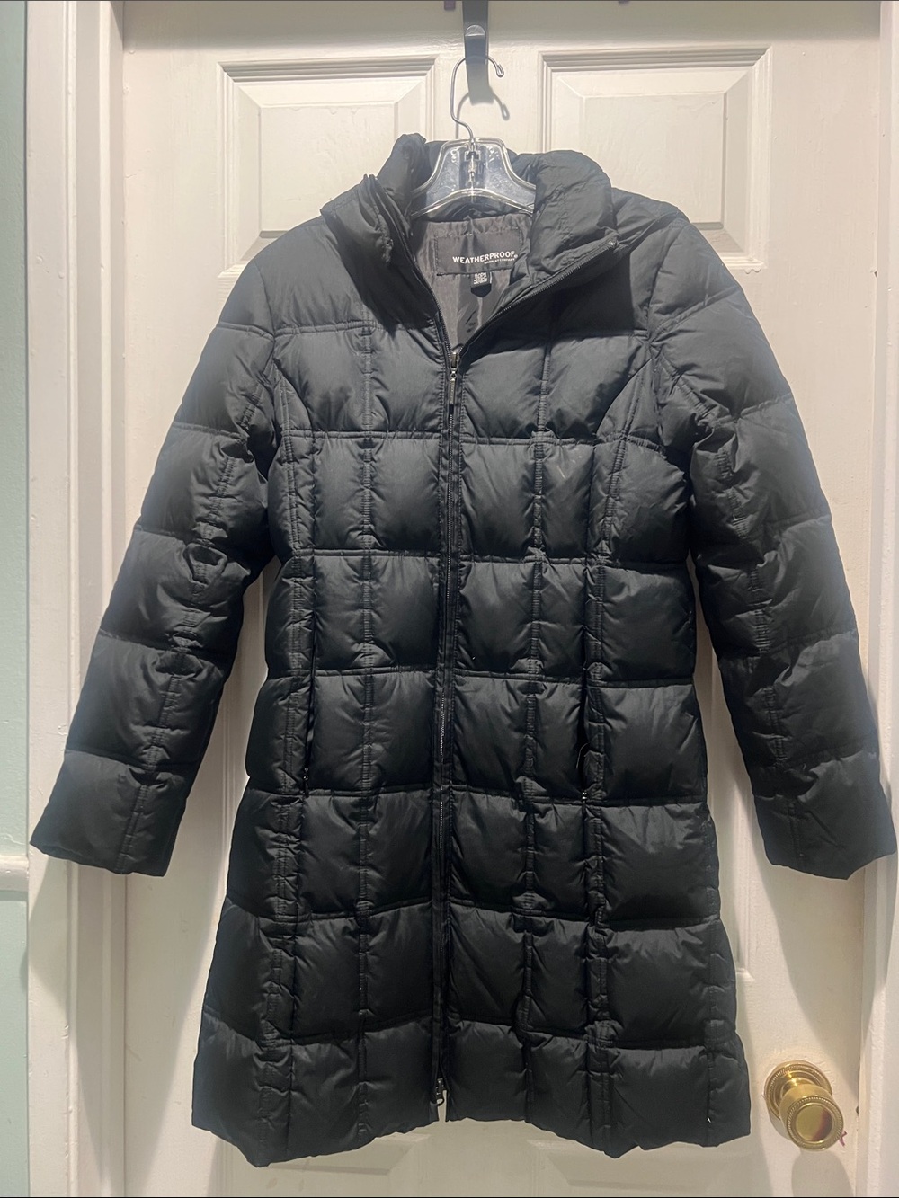 Weatherproof Black Quilted Long Puffer Coat